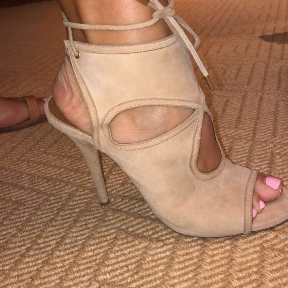 NEW AQUAZZURA Firenze Sexy Thing 105SuedeNudeHeels - Picture 2 of 4
